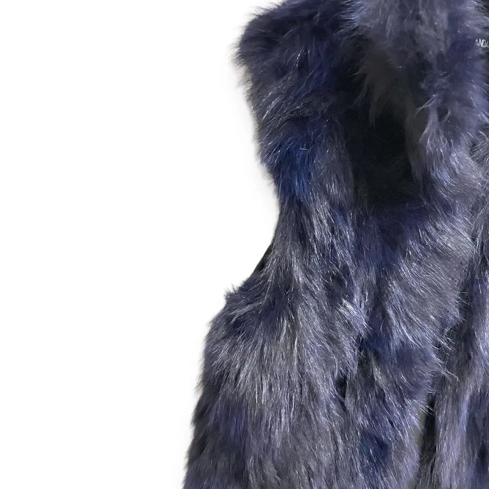 ADRIENNE LANDAU Blue Fur Vest |Size:Medium|